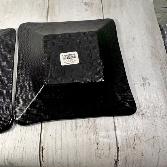 Crate & Barrel Abby Appetizer Dish Plates Black Weave Effect Underside 5‎ 1/2" - Picture 8 of 10